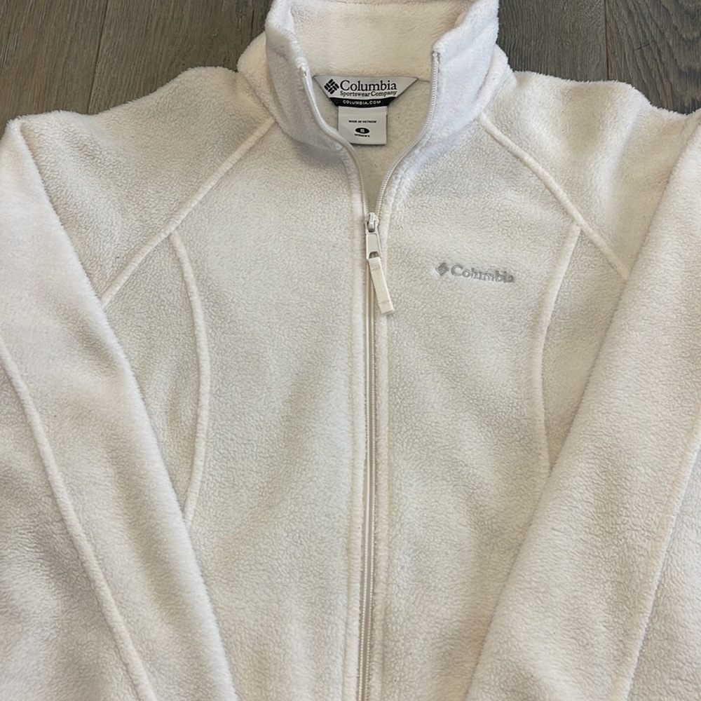 Columbia Cream Benton Springs Full Zip Fleece 2 Zip Pocket Jacket Small - Picture 6 of 9